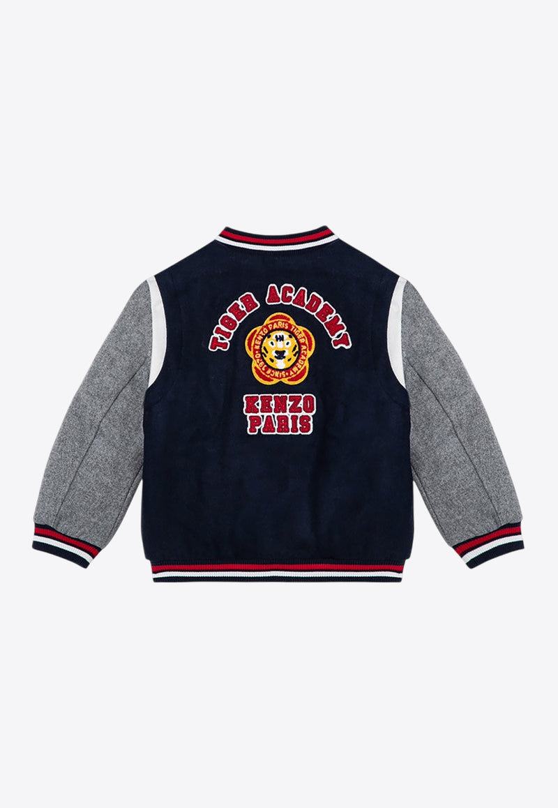 Kenzo Kids Boys Embroidered Bomber Jacket Blue K60824-AWO/P_KENZO-84A