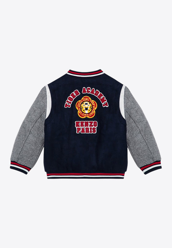 Kenzo Kids Boys Embroidered Bomber Jacket Blue K60824-BWO/P_KENZO-84A