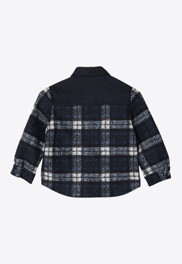 Kenzo Kids Boys Plaid Check Long-Sleeved Shirt Blue K60828-AVI/P_KENZO-84A