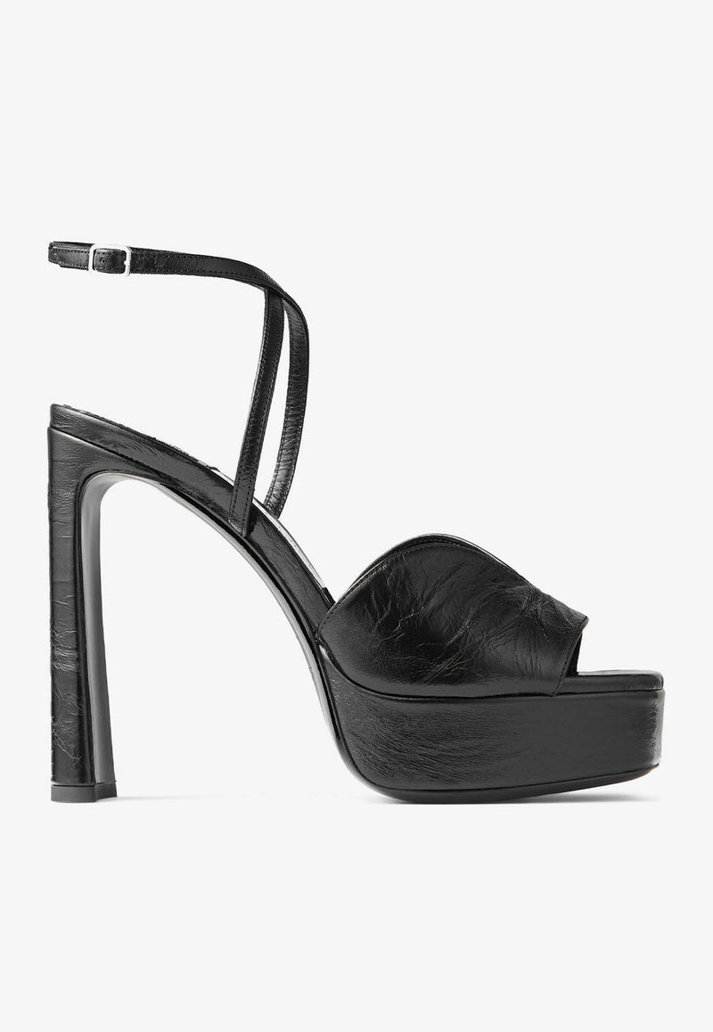 Jimmy Choo Karli 125 Leather Platform Sandals KARLI/PF 125 BYK BLACK