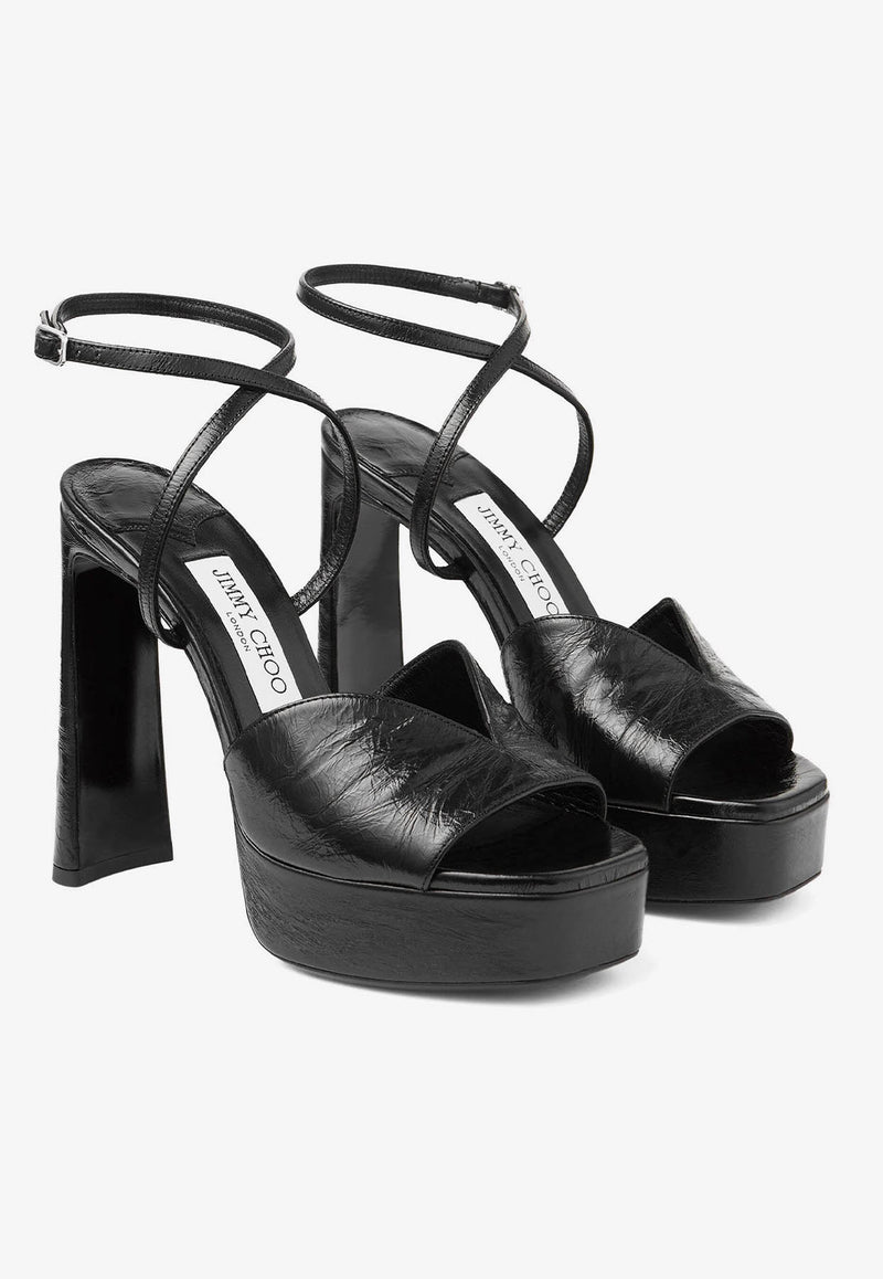 Jimmy Choo Karli 125 Leather Platform Sandals KARLI/PF 125 BYK BLACK