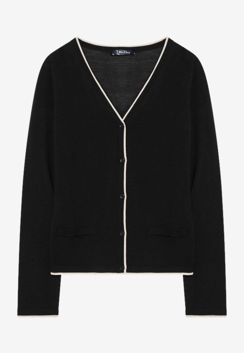 S Max Mara Contrast-Trims Wool Cardigan KENYAWO/Q_MAXS-009