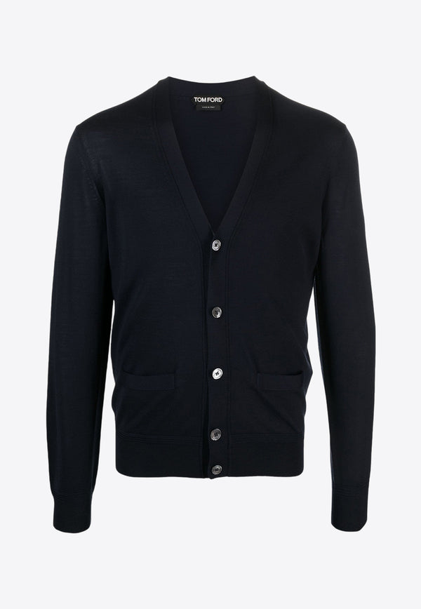 Tom Ford V-neck Wool Cardigan KNL001-YMW010S23 HB800 Navy