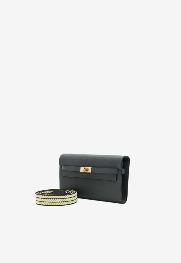 Hermès Kelly to Go Wallet in Gris Meyer Epsom with Cordage Canvas Strap KTGWGMEPBH