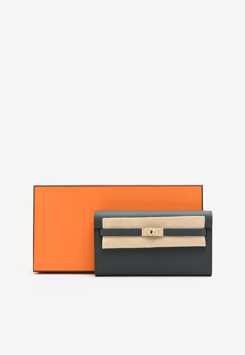 Hermès Kelly to Go Wallet in Gris Meyer Epsom with Cordage Canvas Strap KTGWGMEPBH