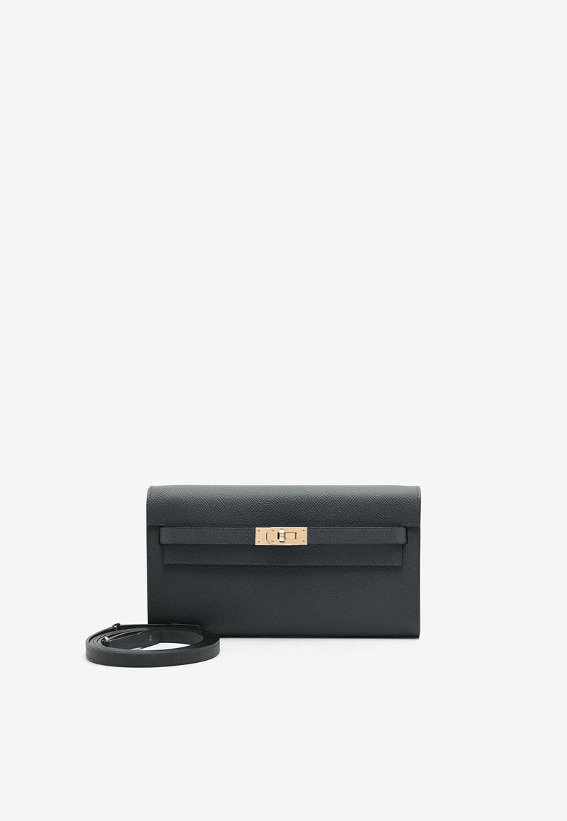 Hermès Kelly to Go Wallet in Gris Meyer Epsom with Cordage Canvas Strap KTGWGMEPBH