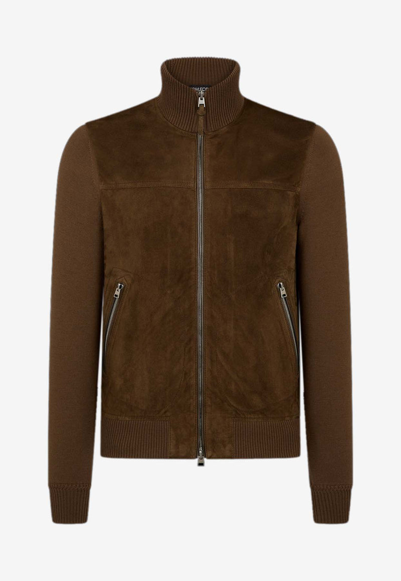 Tom Ford Zip-Up Suede Wool Jacket KZF008-YMW084S25 KB382 Brown