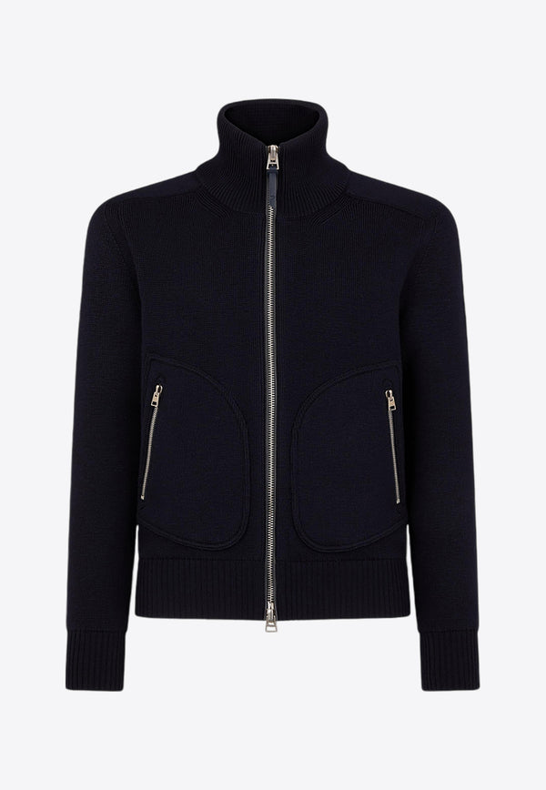 Tom Ford Wool and Cashmere Zip-Up Jacket KZL010-YMW045F24 HB906 Navy