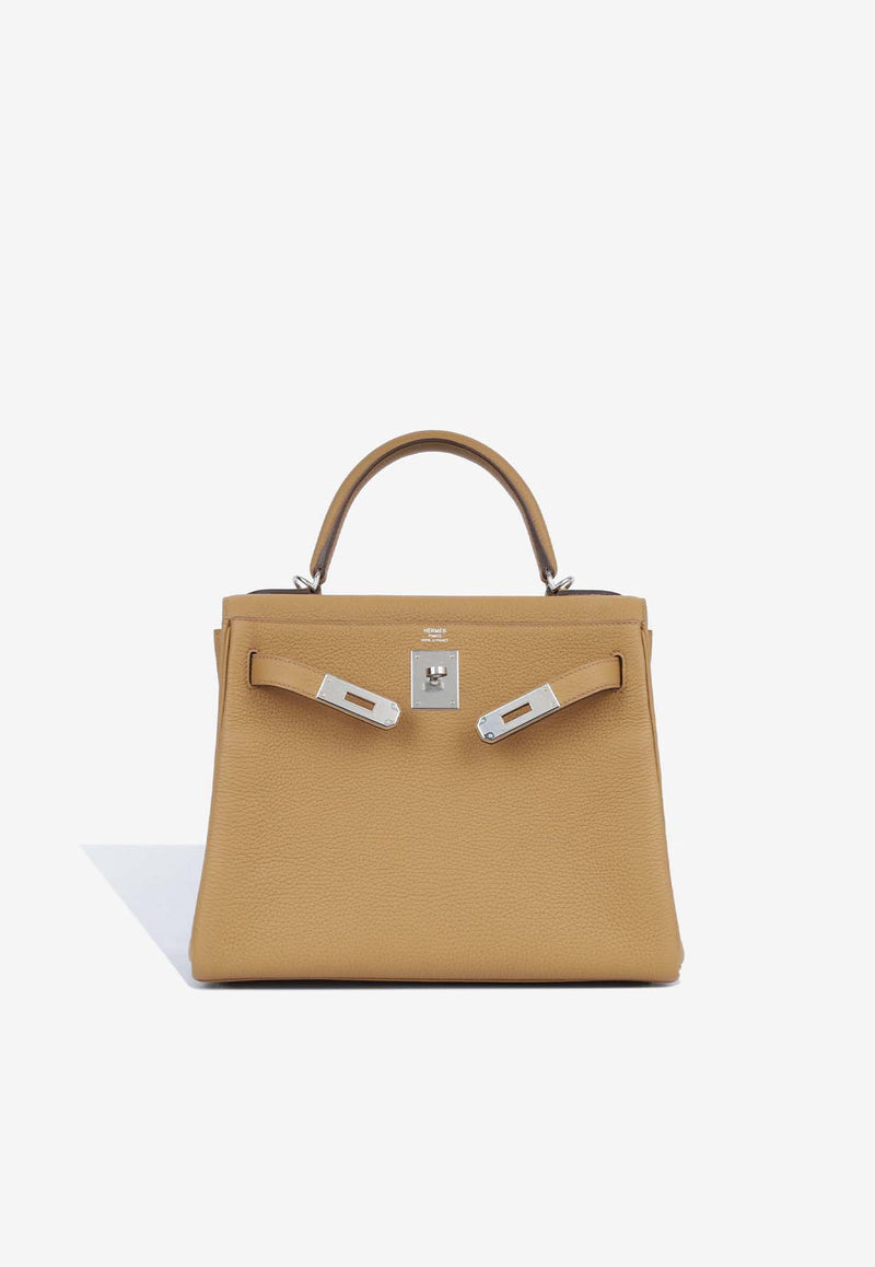 Hermès Kelly 28 in Biscuit Clemence Leather with Palladium Hardware