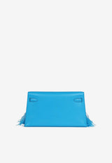 Hermès Kelly Elan Folie in Bleu Frida Chevre and Ostrich Feather with Permabrass Hardware