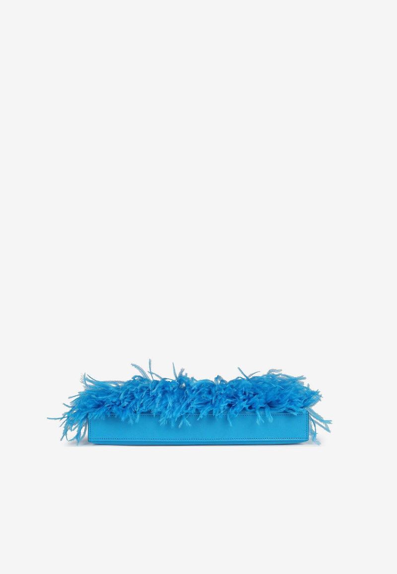 Hermès Kelly Elan Folie in Bleu Frida Chevre and Ostrich Feather with Permabrass Hardware