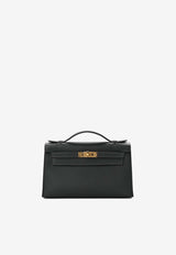 Hermès Kelly Pochette Clutch Bag in Ardoise Swift Leather with Gold Hardware