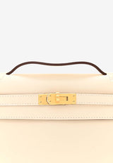 Hermès Kelly Pochette Clutch Bag in Nata Swift Leather with Gold Hardware