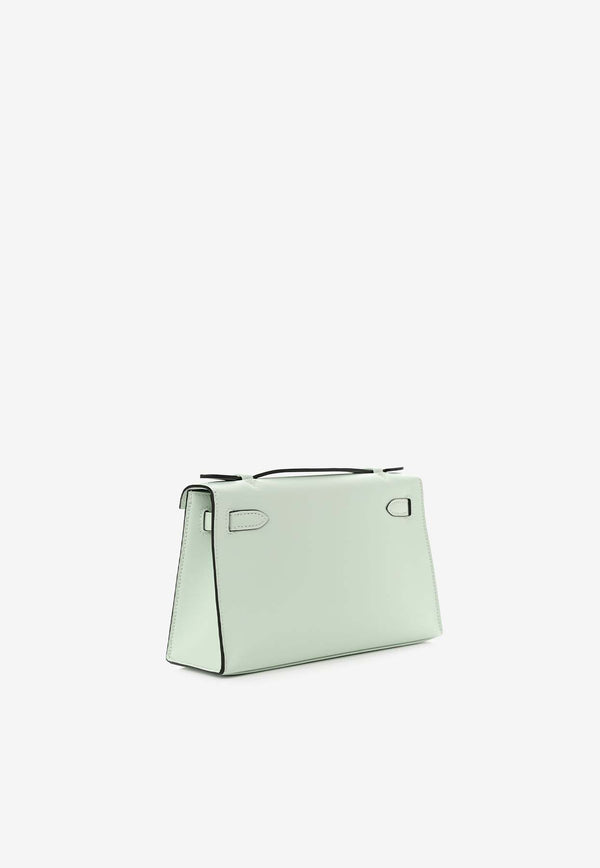 Hermès Kelly Pochette Clutch Bag in Vert Peppermint Swift Leather with Palladium Hardware