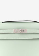 Hermès Kelly Pochette Clutch Bag in Vert Peppermint Swift Leather with Palladium Hardware