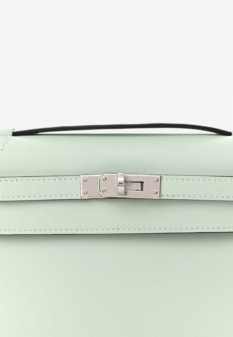 Hermès Kelly Pochette Clutch Bag in Vert Peppermint Swift Leather with Palladium Hardware