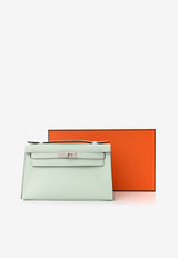 Hermès Kelly Pochette Clutch Bag in Vert Peppermint Swift Leather with Palladium Hardware