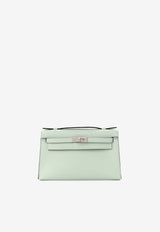 Hermès Kelly Pochette Clutch Bag in Vert Peppermint Swift Leather with Palladium Hardware