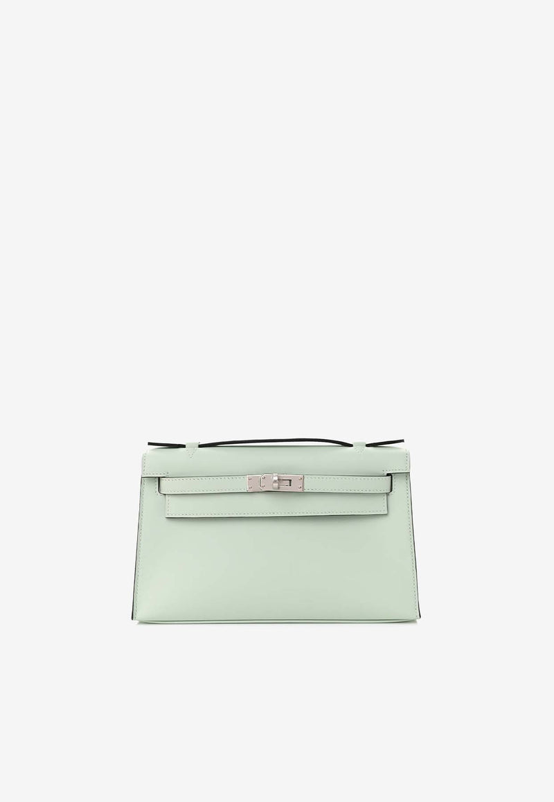 Hermès Kelly Pochette Clutch Bag in Vert Peppermint Swift Leather with Palladium Hardware