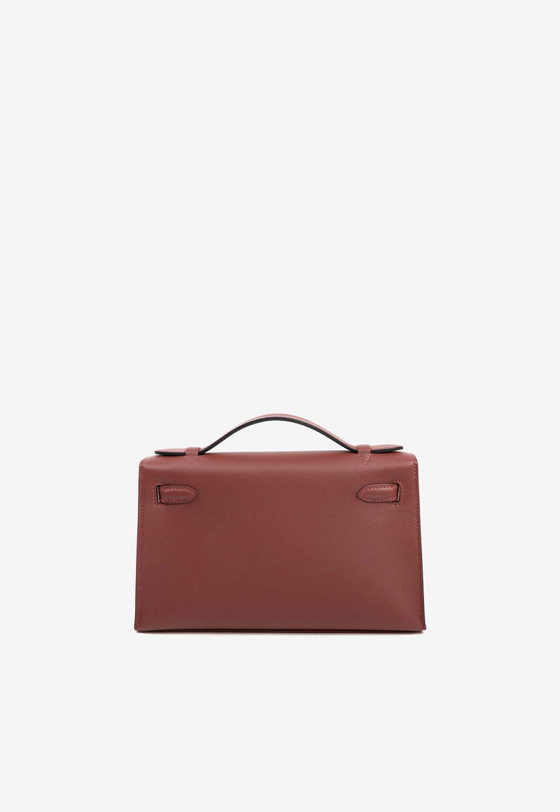 Hermès Kelly Pochette Clutch Bag in Rouge H Swift Leather with Palladium Hardware