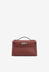 Hermès Kelly Pochette Clutch Bag in Rouge H Swift Leather with Palladium Hardware