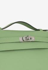 Hermès Kelly Pochette Clutch Bag in Vert Criquet Swift Leather with Palladium Hardware