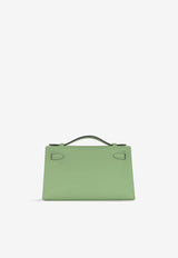 Hermès Kelly Pochette Clutch Bag in Vert Criquet Swift Leather with Palladium Hardware