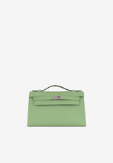 Hermès Kelly Pochette Clutch Bag in Vert Criquet Swift Leather with Palladium Hardware