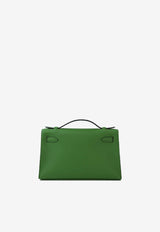 Hermès Kelly Pochette Clutch Bag in Vert Yucca Swift with Gold Hardware