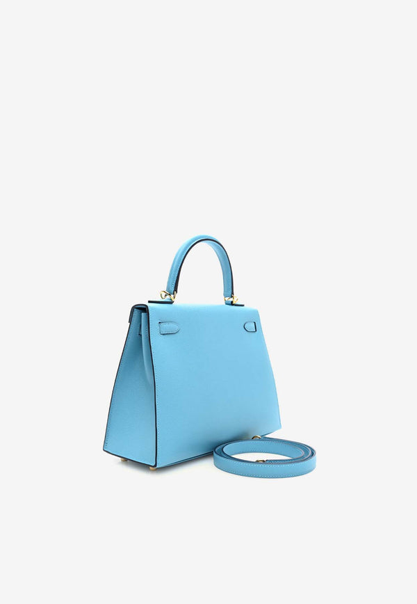 Hermès Kelly 25 Sellier in Bleu du Nord Madame Leather with Gold Hardware