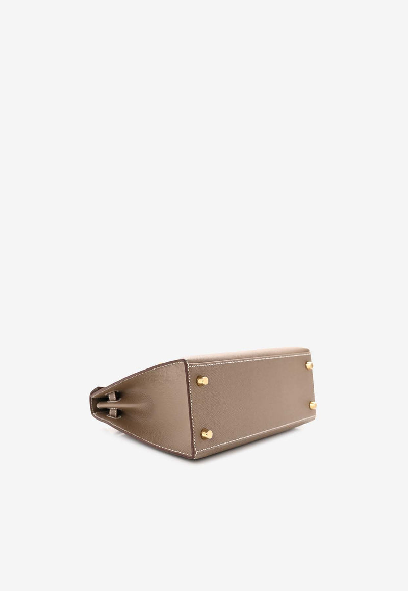 Hermès Kelly 25 Sellier in Etoupe Epsom Leather with Gold Hardware