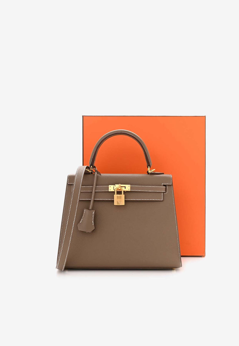 Hermès Kelly 25 Sellier in Etoupe Epsom Leather with Gold Hardware