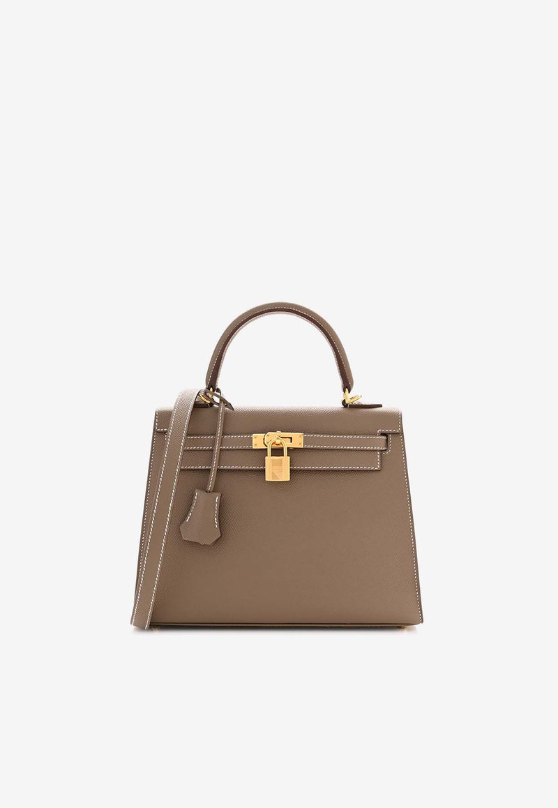 Hermès Kelly 25 Sellier in Etoupe Epsom Leather with Gold Hardware