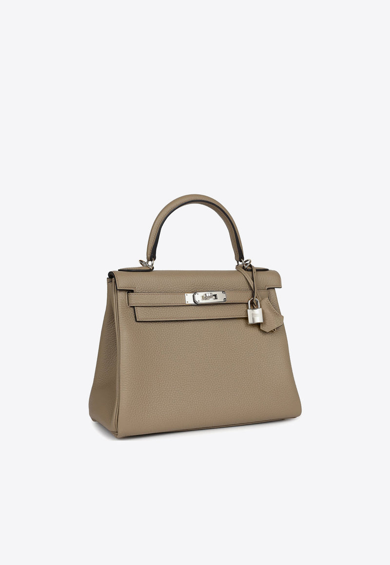 Kelly 28 Retourne in Beige Marfa Clemence Leather with Palladium Hardware