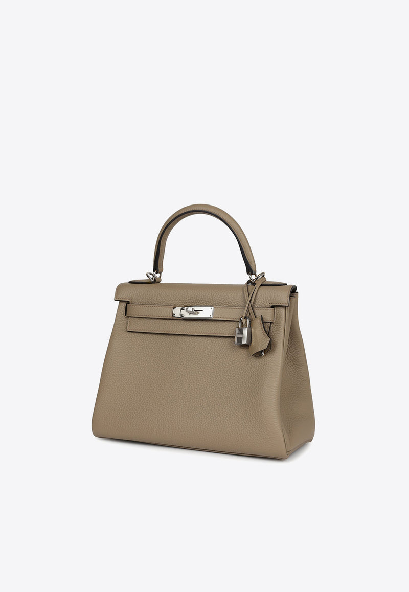 Kelly 28 Retourne in Beige Marfa Clemence Leather with Palladium Hardware