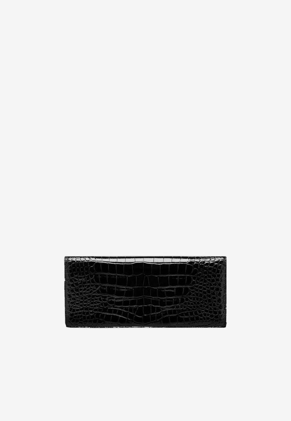 Tom Ford Wallis Croc Embossed Leather Clutch L1837-LCL395X 1N001 Black