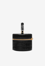 Tom Ford Mini Audrey Croc Embossed Leather Top Handle Bag L1843-LCL403X 1N001 Black