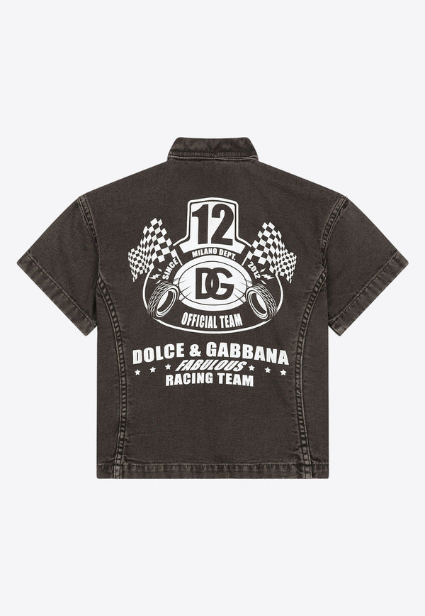 Dolce 
Gabbana Kids Boys Logo Print Shirt L44S00 LY075 S9000 Black