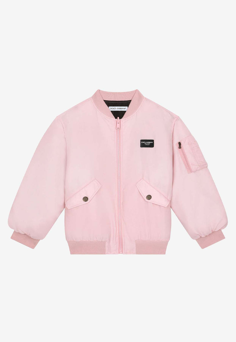 Dolce 
Gabbana Kids Boys Logo Tag Bomber Jacket L4JB5T G7M4O F0662 Pink