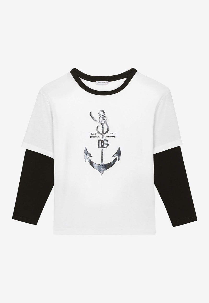 Dolce 
Gabbana Kids Boys Anchor Print Long-Sleeved T-shirt L4JTCY G7L1C S9000