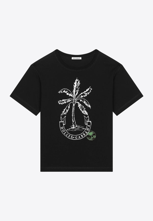 Dolce 
Gabbana Kids Boys Palm Tree Print T-shirt L4JTEY G7K8Z N0000 Black