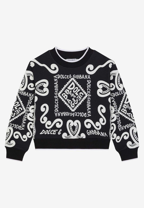 Dolce 
Gabbana Kids Boys Marina Print Crewneck Sweatshirt L4JWHZ G7LP1 HB4XR