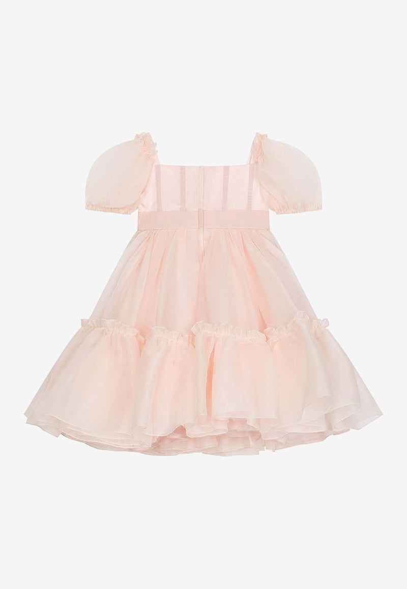 Dolce 
Gabbana Kids Girls Flower-Appliqué Silk Organza Dress L53DR0 G7K3L F3721