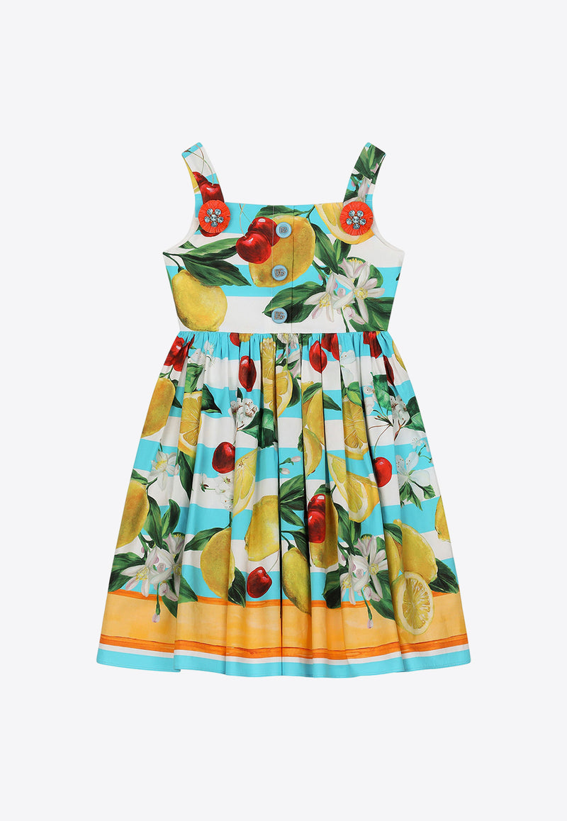 Dolce 
Gabbana Kids Girls Lemon and Cherry Print Dress L53DT7 G7L8Z H35AL Multicolor