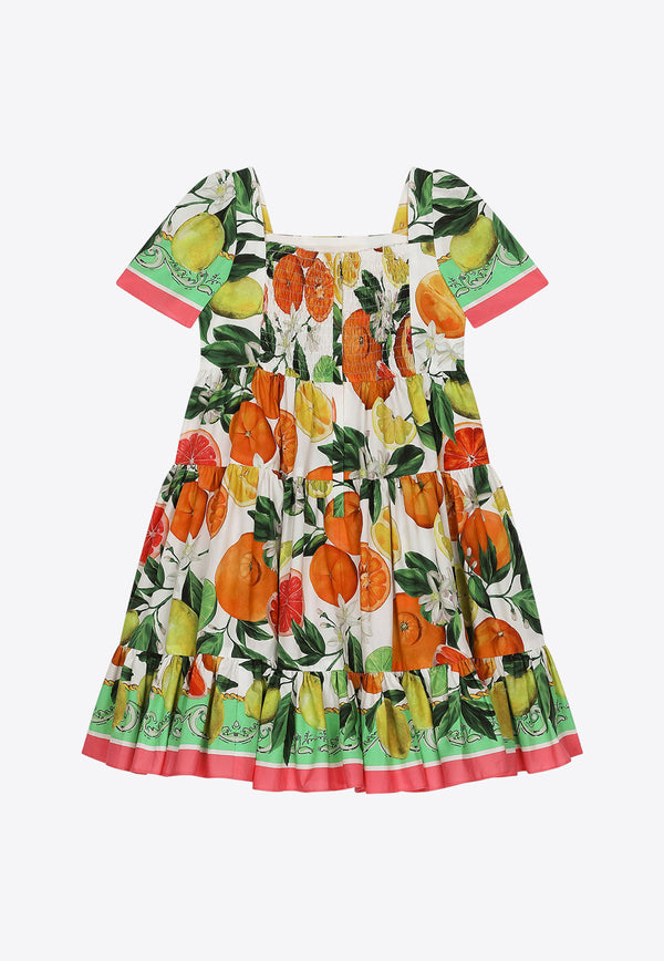 Dolce 
Gabbana Kids Girls Lemon and Cherry Print Dress L53DT8 G7L9A HV5AN Multicolor