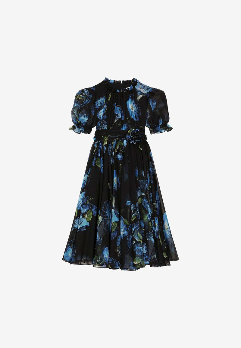 Dolce 
Gabbana Kids Girls Bluebell Print Silk Dress L53DU7 IS1TK HN4YH