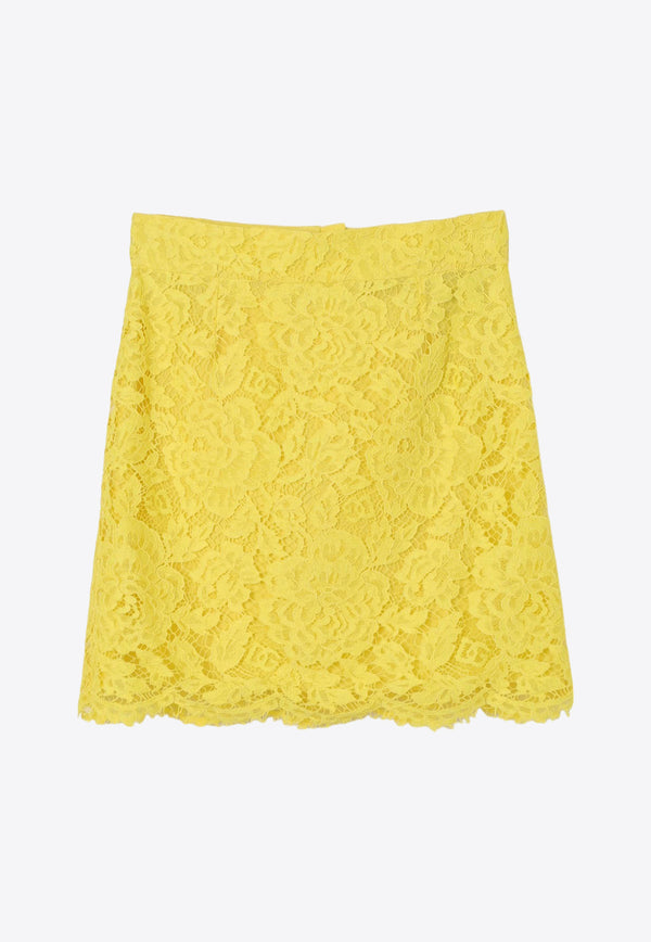 Dolce 
Gabbana Kids Girls A-line Lace Skirt L54I88 HLM7L A3776 Yellow