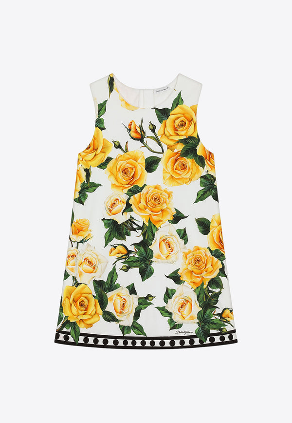 Dolce 
Gabbana Kids Girls Rose Print Sleeveless Dress L5JD1N G7K6L HA3VO Multicolor