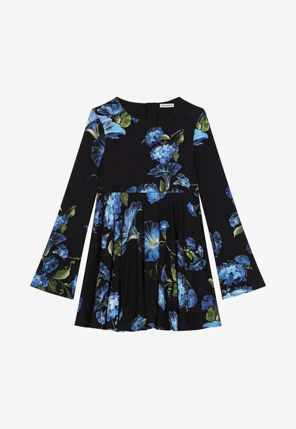 Dolce 
Gabbana Kids Girls Bluebell Print Long-Sleeved Dress L5JD8Q FSG8Y HN4YH