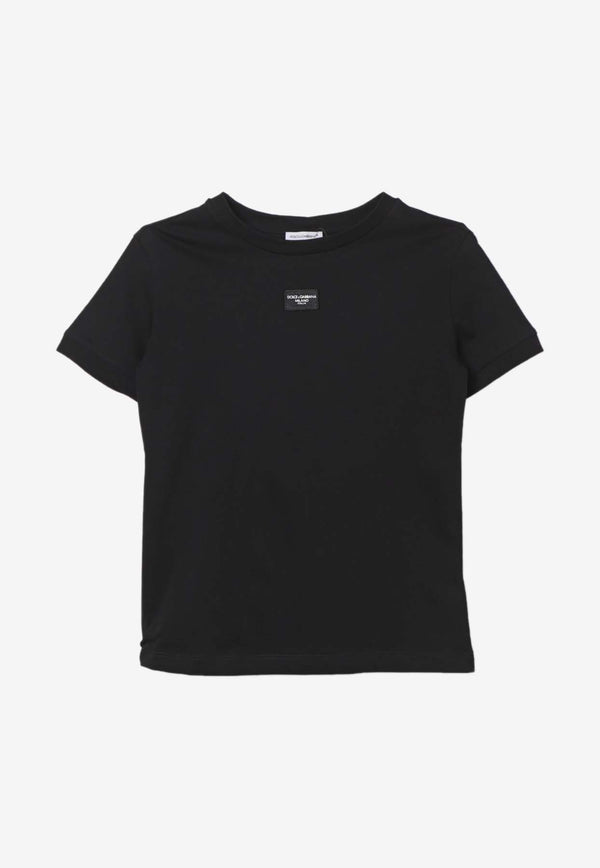 Dolce 
Gabbana Kids Girls Logo Label T-shirt L5JTMO G7M4W N0000 Black